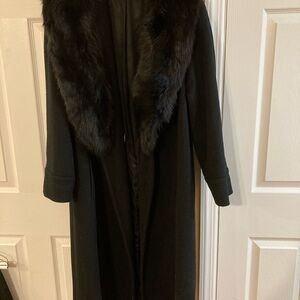 Women’s Alorna Double Breasted Wool Coat with Fur Trim
